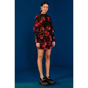 FARM Rio Banana Sky Long Sleeve Velvet Dress XL